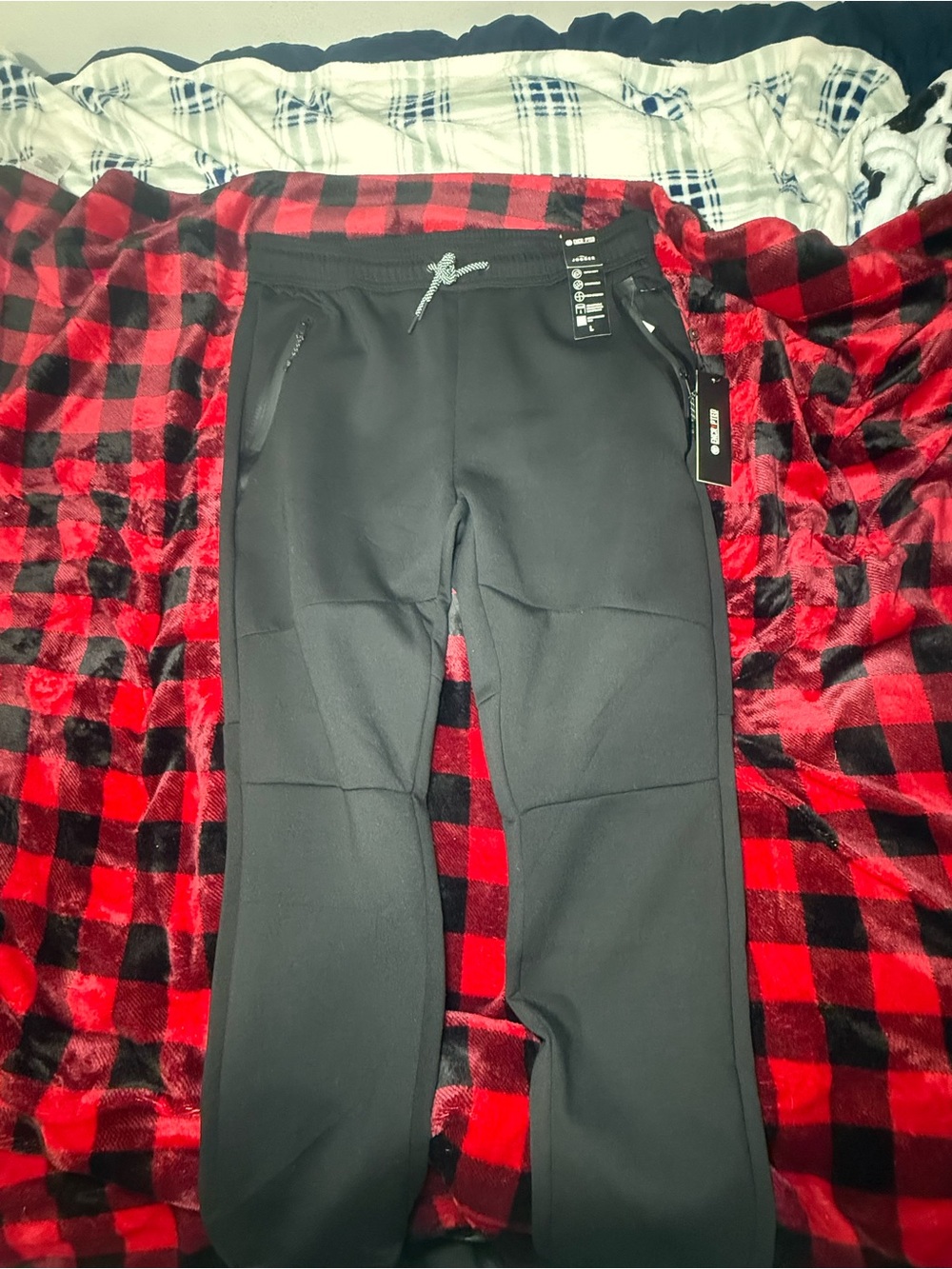Men's Black Athletic Jogger Pants with Zipper Pockets